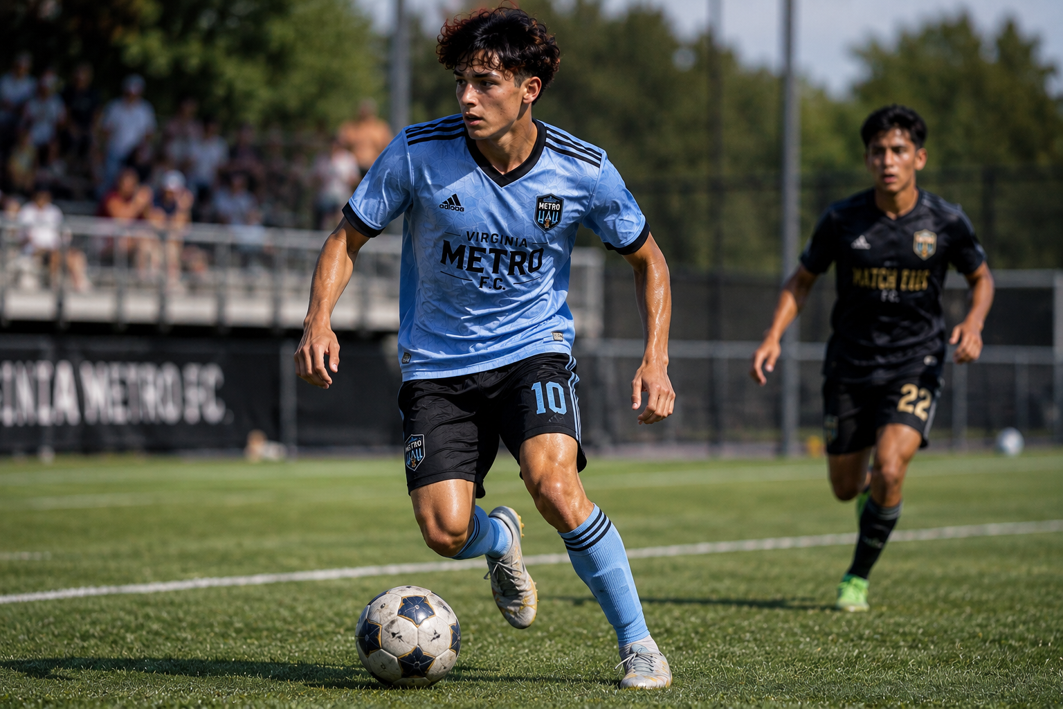 Competitive soccer tournament match action